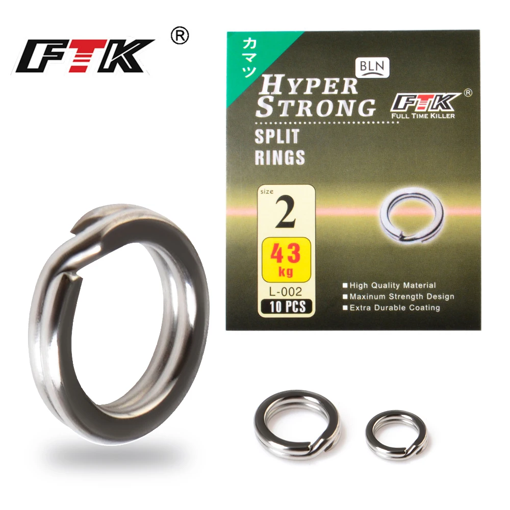 FTK Stainless Steel Hyper Strong Double Split Rings Connectors 5pcs/10pcs Size1#-6#  Ring Fishing Hook Lure Loops Fishing