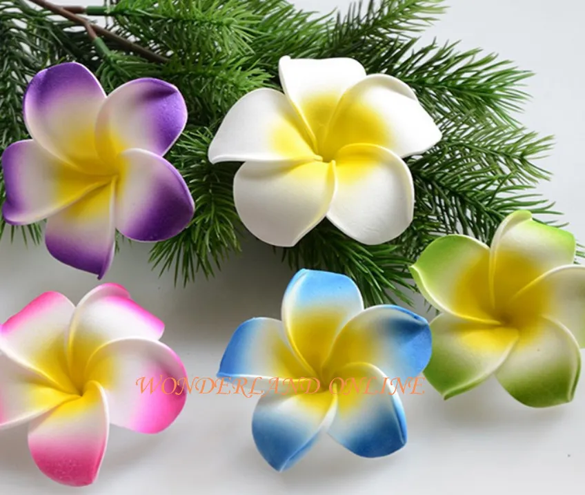 

4cm hawaiian 5colors real touch artificial plumeria flower diy hair accessory pe frangipani wedding party decoration