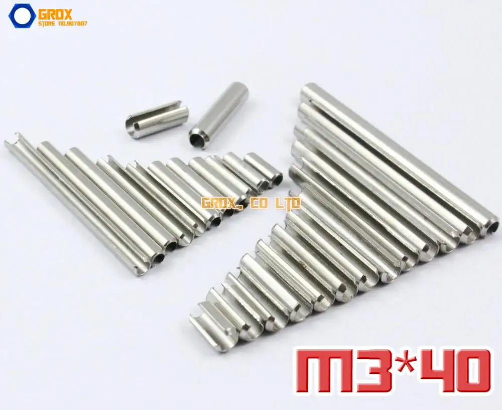 100 Pieces M3 x 40mm 304 Stainless Steel Slotted Spring Tension Pin Sellock Roll Pin