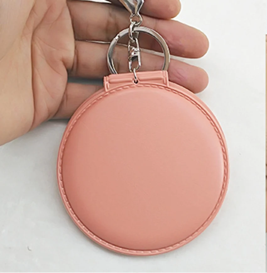 Fashion Mini round mirror Key Chain double faced folding cosmetic mirror Keychain portable Car Key Ring New Pendants K1680