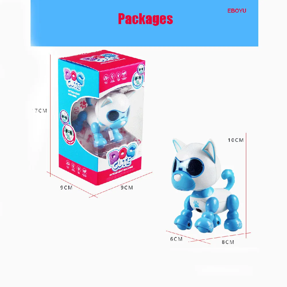EBOYU Cute Smart Dog UInteractive Smart Puppy Robot Dog With LED Eyes Sound Recording Sing Sleep Cute Gift Toy