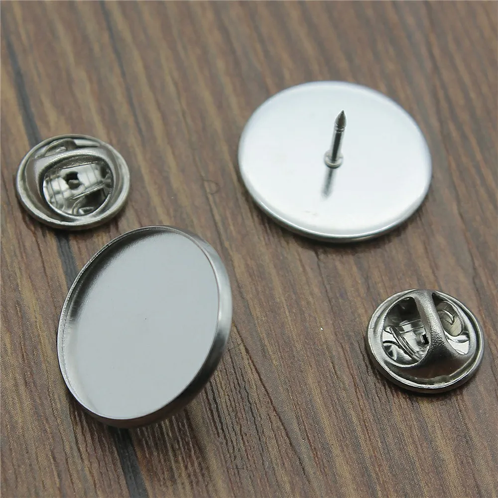 WYSIWYG 10sets Fit 12/14/16/18/20mm Stainless Steel Material Brooch Tray Base Back Blank Cufflink Spacer Settings Tie Tack Pins