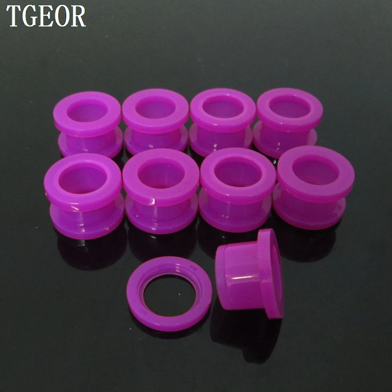 Free shipping mixed 8 gauges 160pcs acrylic solid purple screw on ear tunnels