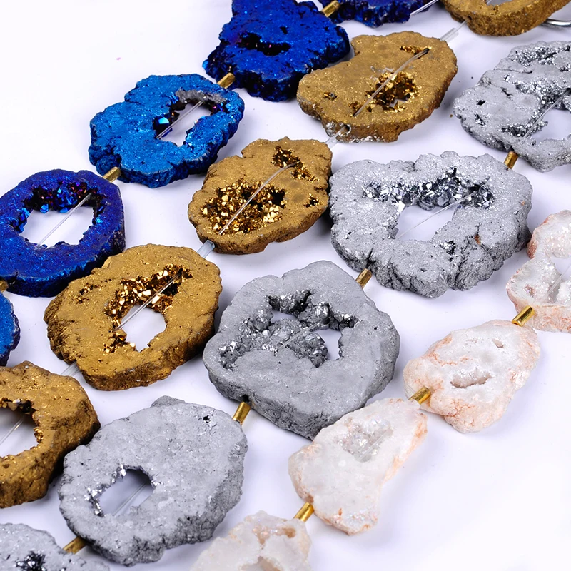 Top Quality Semi-precious Irregular Miarolitic Quartz Crystal Druzy Natural Stone Agata Beads DIY Jewelry Making For Necklace