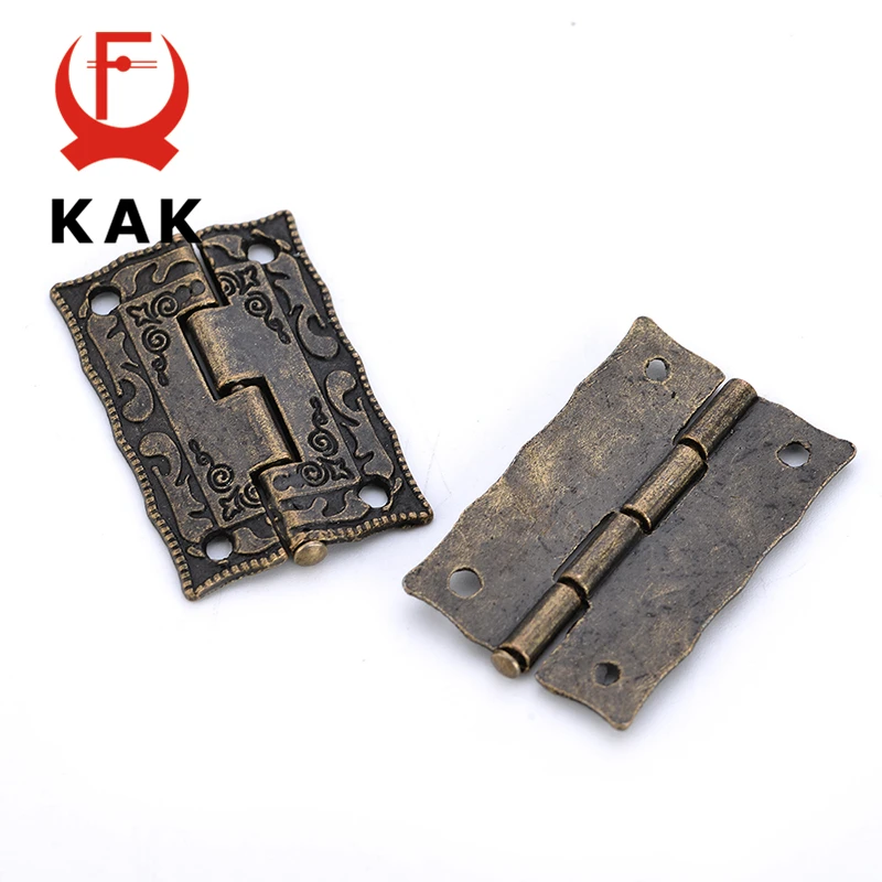 2PCS KAK Antique Bronze Hinges Cabinet Door Drawer Decorative Mini Hinge For Jewelry Storage Wooden Box Furniture Hardware