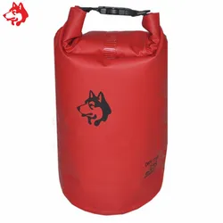 Bolsa seca de natación de 15L, lona resistente al agua para exteriores con correa para el hombro, bolsa seca de PVC impermeable para acampar y escalar, color rojo/verde