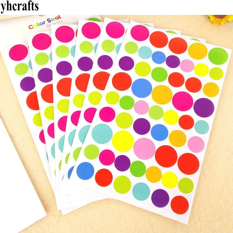 504PCS(6 sheets)/LOT.Colorful heart paper stickers Scrapbooking kit Packing label Kindergarten reward label Kid diy toys Outlet