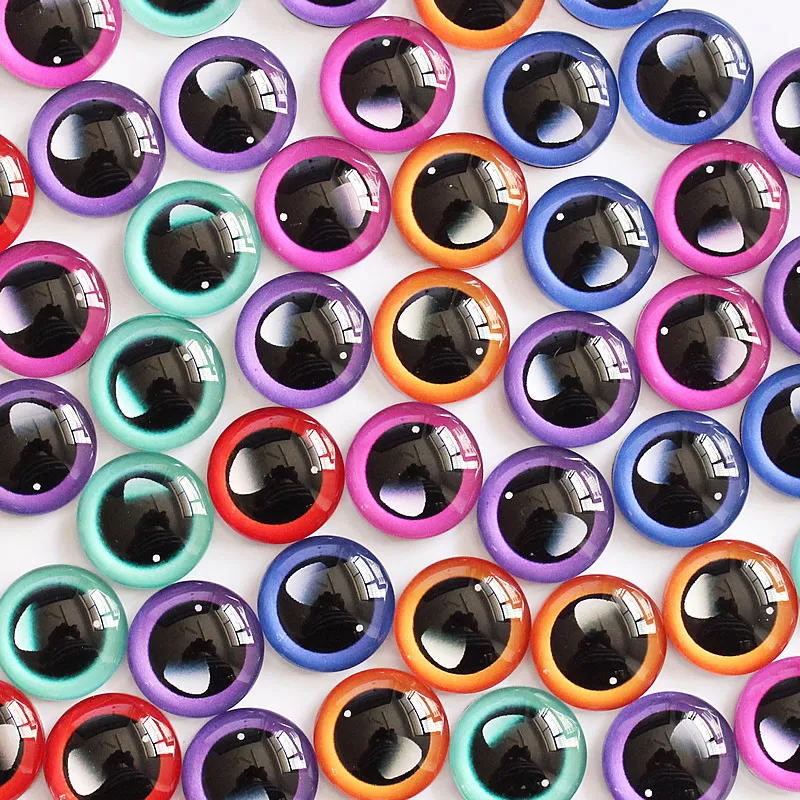 14mm losowe mieszane smocze oczy okrągłe kolorowe szkło Cabochon Flatback zdjęcie Dome akcesoria wisiorek bazy w par 30 sztuk/partia k05404