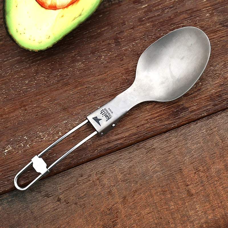كيث-ملعقة تيتانيوم قابلة للطي ، أدوات مائدة للتخييم في الهواء الطلق ، أدوات مائدة للسفر ، نزهة ، مشي ، مريحة ، 20 جرام فقط