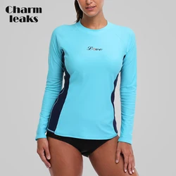 Charmleaks Donne Protezioni Costumi Da Bagno Manica Lunga Rashguard Swim Camicette Surf Top Costume Da Bagno Corsa e Jogging Camicia Trekking Rashguard UPF 50 +