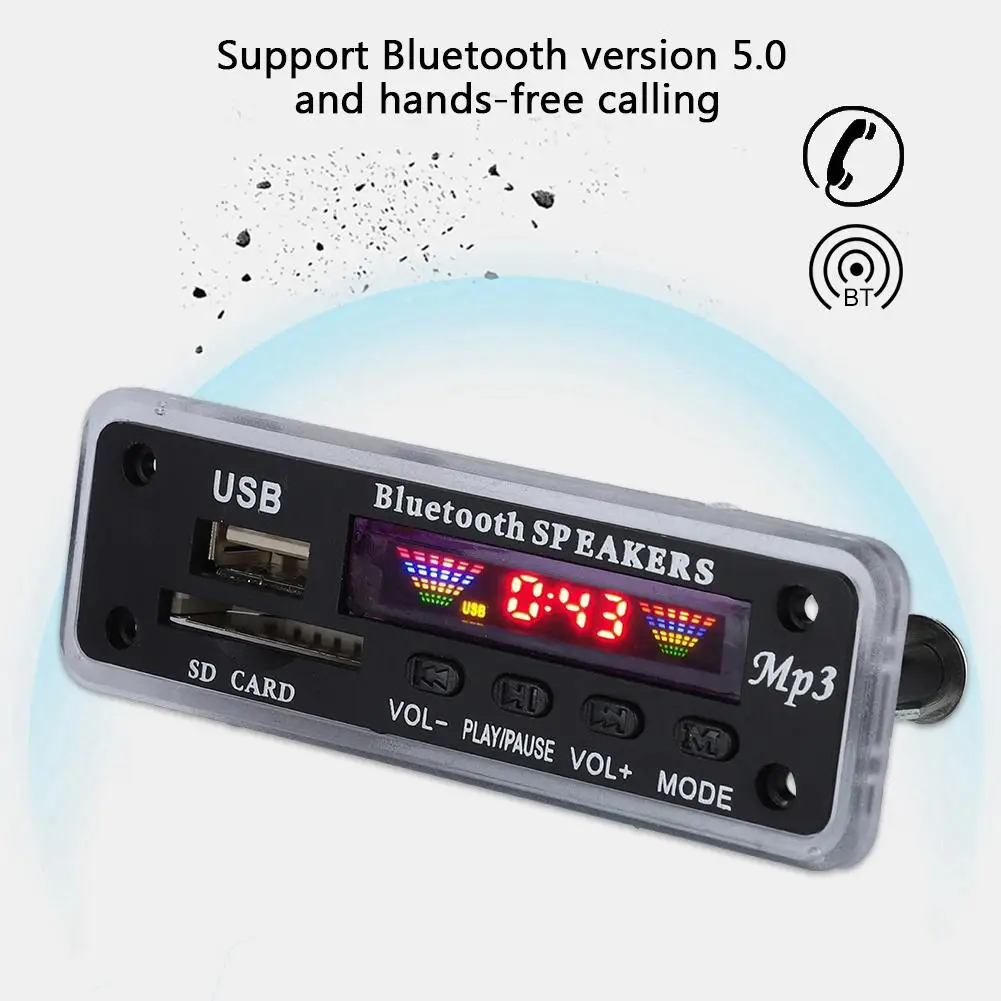 HOT New Car Speaker Module FM Radio USB SD Card Wireless Bluetooth 5.0 MP3 Decoder Board