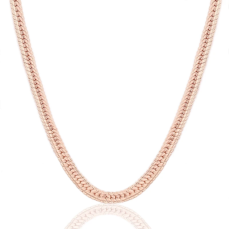 New 3mm 4mm Herringbone Snake Chain Man Woman Rose Gold Color Necklace \\ (NO RED BOX)