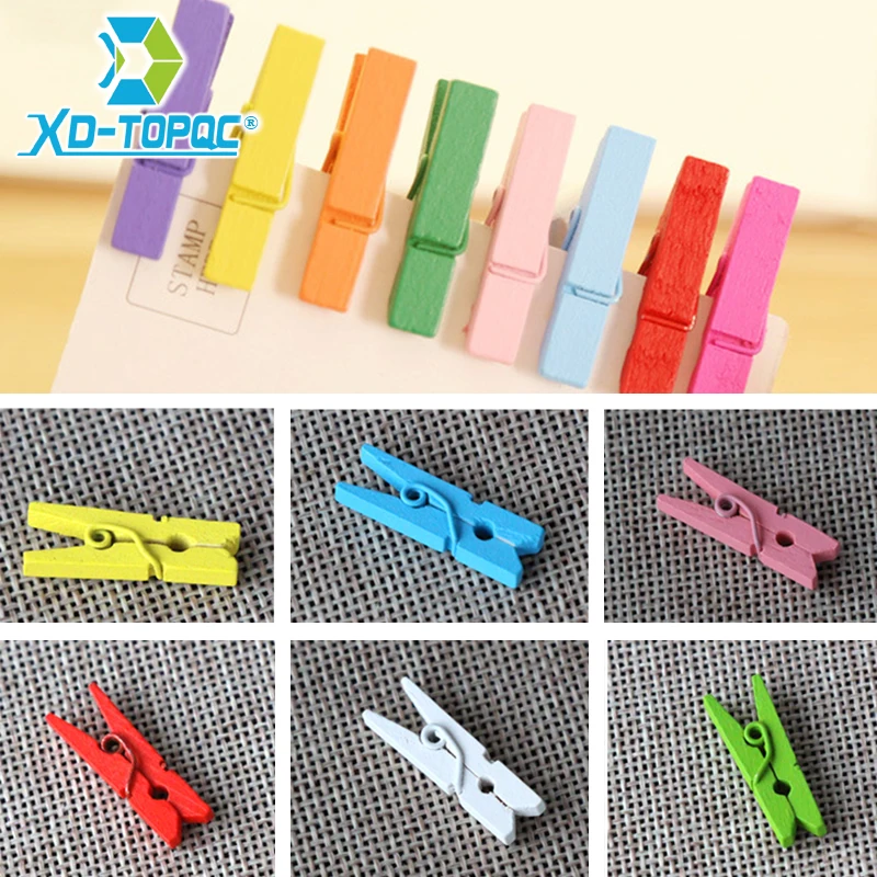 50 pcs/lot Creative Cute Cartoon Colors Wooden Picture Clip Message Board Decorative Support Photo Pince Spring Clips