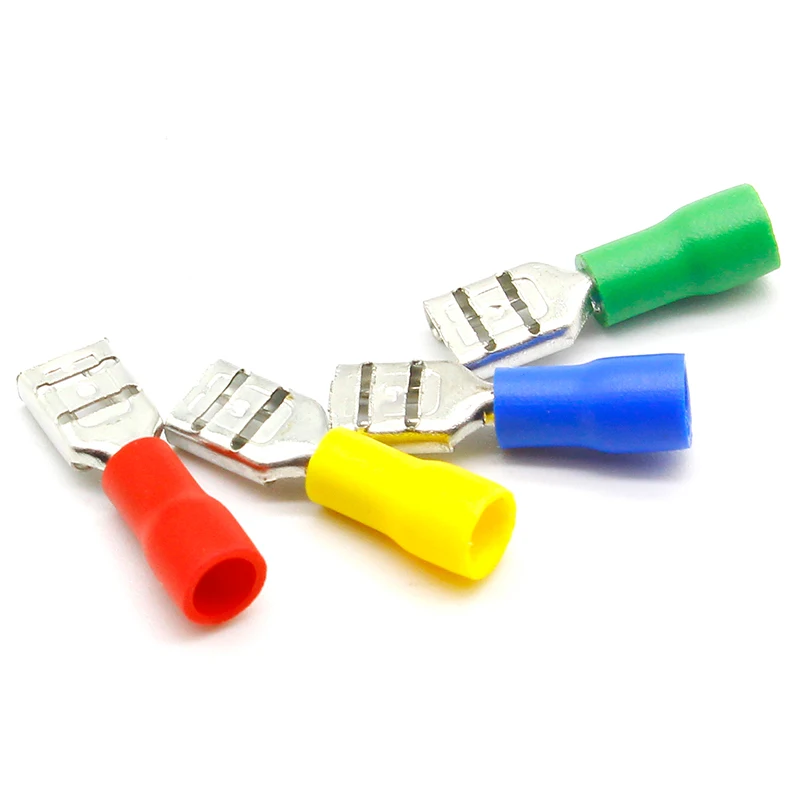 FDD1-187 Female Insulated Electrical Crimp Terminal for 22-16 AWG Connectors Cable Wire Connector 100PCS/Pack FDD1.25-187 FDD