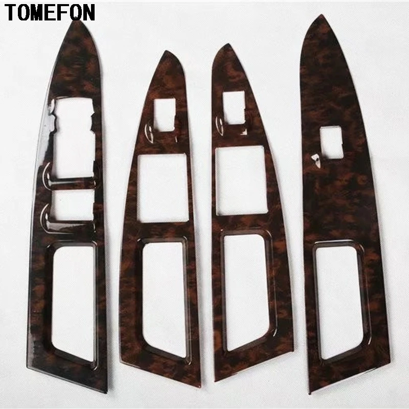 TOMEFON For Ford Mondeo 2013 to 2017 ABS Carbon Fiber Wood Color Car Window Glass Lock Lift Botton Switch Cover Interior Trim