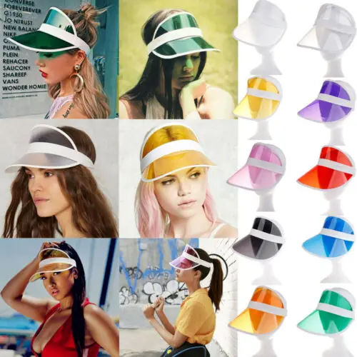 2019 Newest Fashion Summer PVC Sun Hat Plastic Visor Party Casual Hat Clear Plastic Adults Sunscreen Cap visera plastico