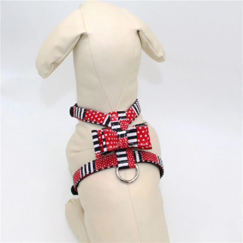 Cute Bow Knot Puppy Dog Harness With Leash Christmas Pets Dog Collar Harnesses Soft Pet Collar For Small Medium Pet Supplies