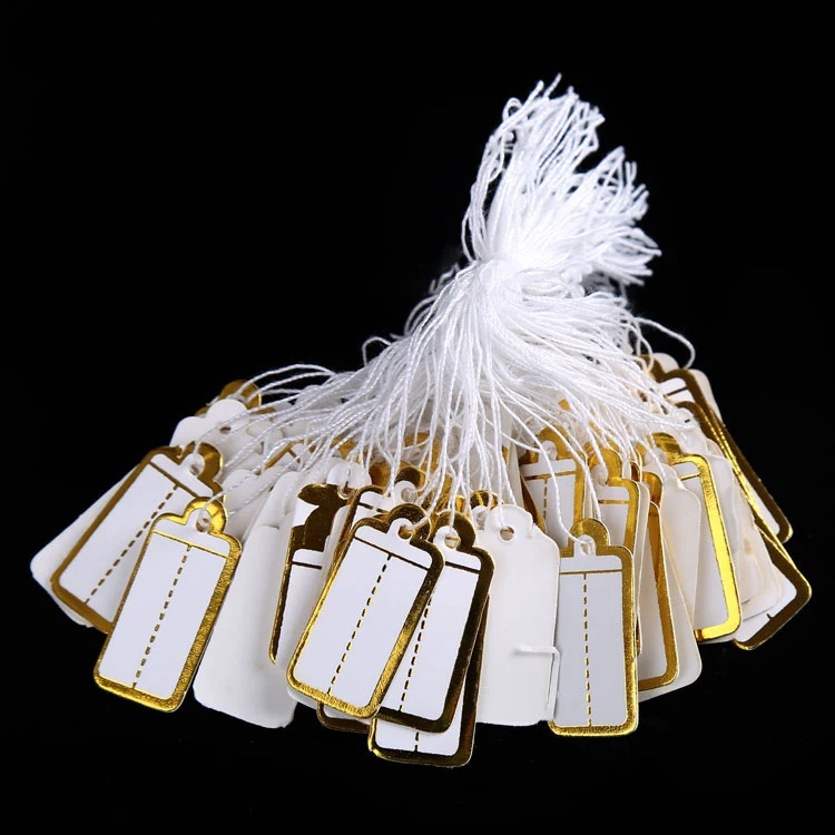 Wholesale Shop Supplies 200pcs/lot Silver Paper Tag Labeler Jewelry Price Tags With String /Jewelry Label for Accessories Store image 2