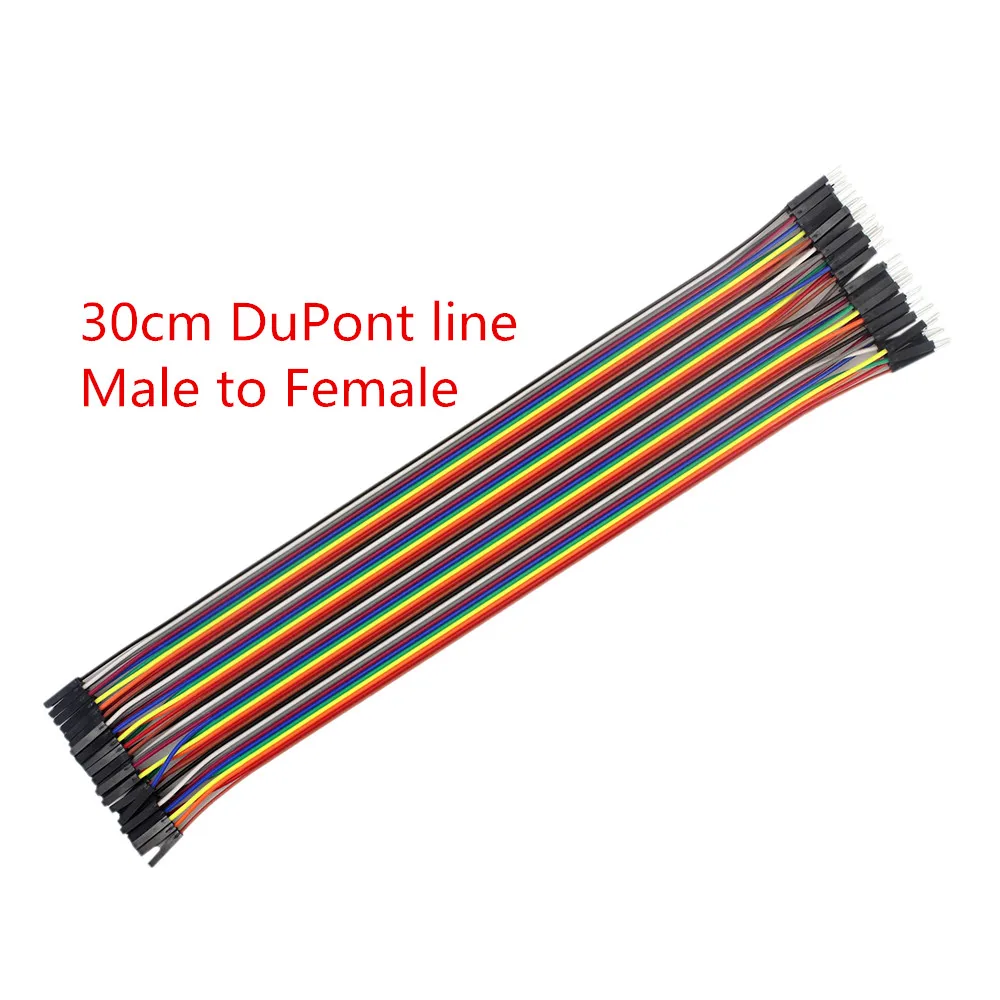 Línea de Cable DuPont macho a macho, Conector de puente macho a hembra, placa de pruebas para Arduino, Kit de bricolaje, 30cm