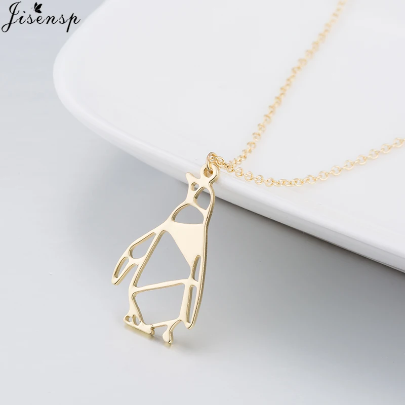 Jisensp Necklace 2024 Lucky Origami Penguin Necklace for Women Lovely Vivid Animal Penguin Pendant Necklace Trendy Jewelry