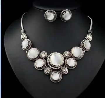 

Luxury Jewelry Sets Crystal suit Girls Bohemia Style Jewelry Set For Women Ethnic Enameling Vintage Earrings Pendant&Necklace