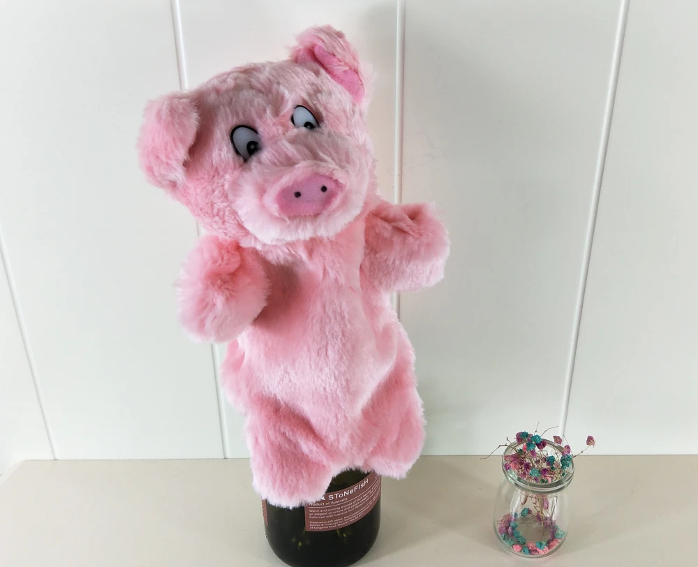 Children Pink Pig Cute Baby Plush Toy Stuffed Hand Puppet