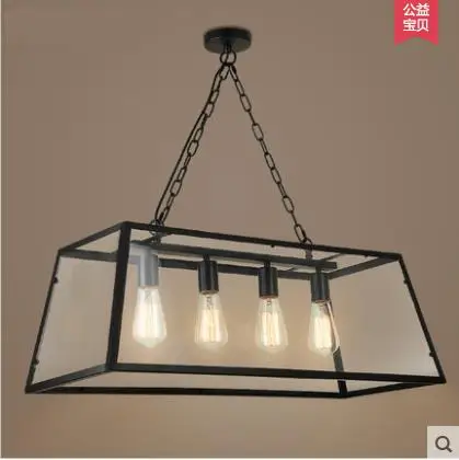 Jing Lian United States country retro industrial iron square glass chimney loft bar coffee restaurant Pendant Lights LO72018