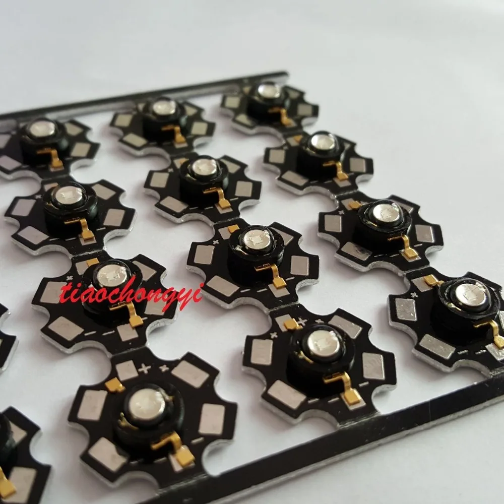 3W UV 365nm LED ultraviolet High Power bead with 20mm Black star base 100pcs