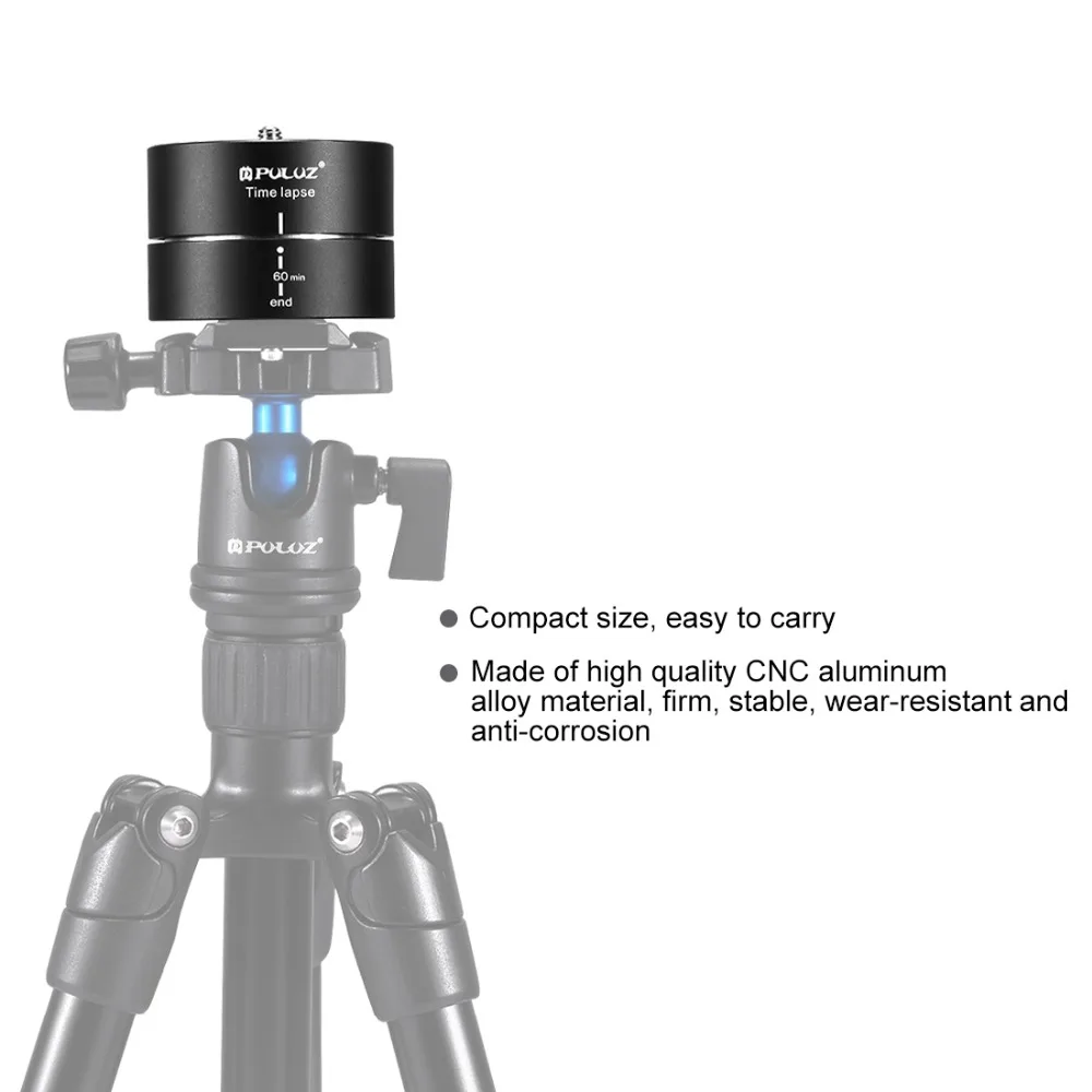 PULUZ Camera Time lapse 360 Panoramic Panning Rotation 60/120 Minutes For Gopro/iphone Stabilizer Tripod Head Adapter Timelapse