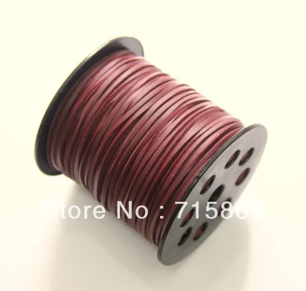 

Wholesale Free Shipping 92Meter(100Yard)mm x 1.5mm Burgundy Flat ONE SIDE Leather Flat Faux Suede Leather Cord For DIY ROPE