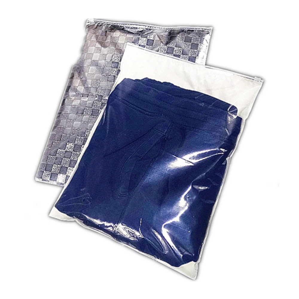 

50Pcs/ Lot Aluminum Foil Package Bag Clear Plastic Zip Lock Bags for Home Underwear Socks Towel Magazine T-shirt Storage Pouches