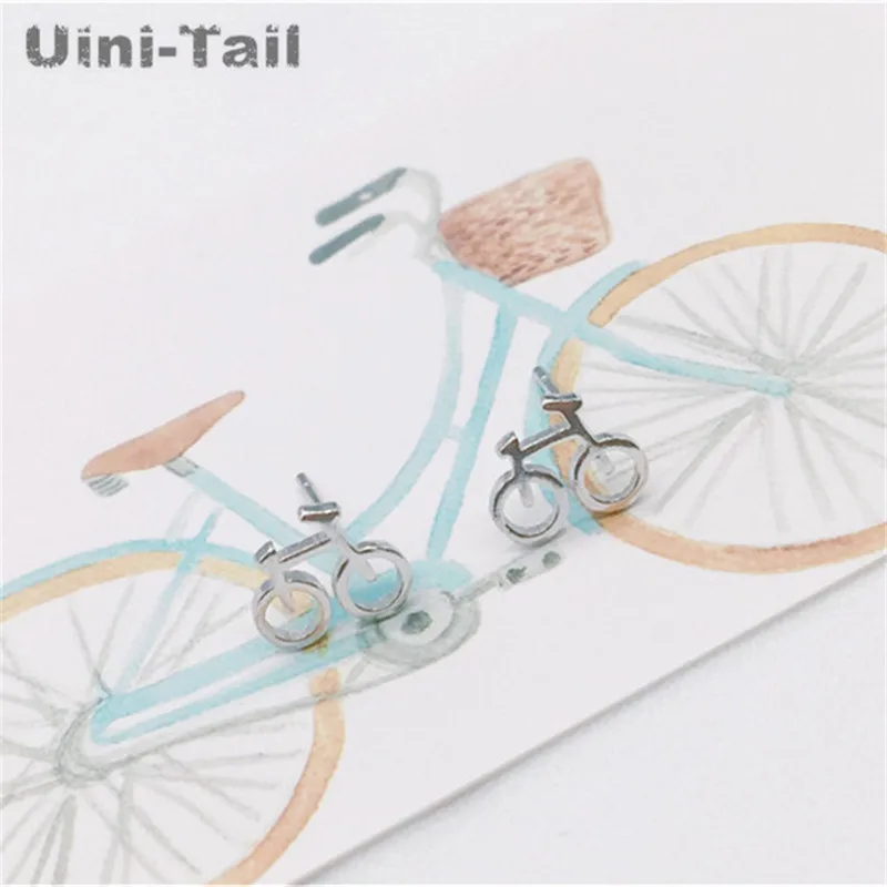 Nuovo caldo 925 argento tibetano creativo mini bici orecchini personalità selvaggio temperamento coreano semplice studente marea orecchio gioielli
