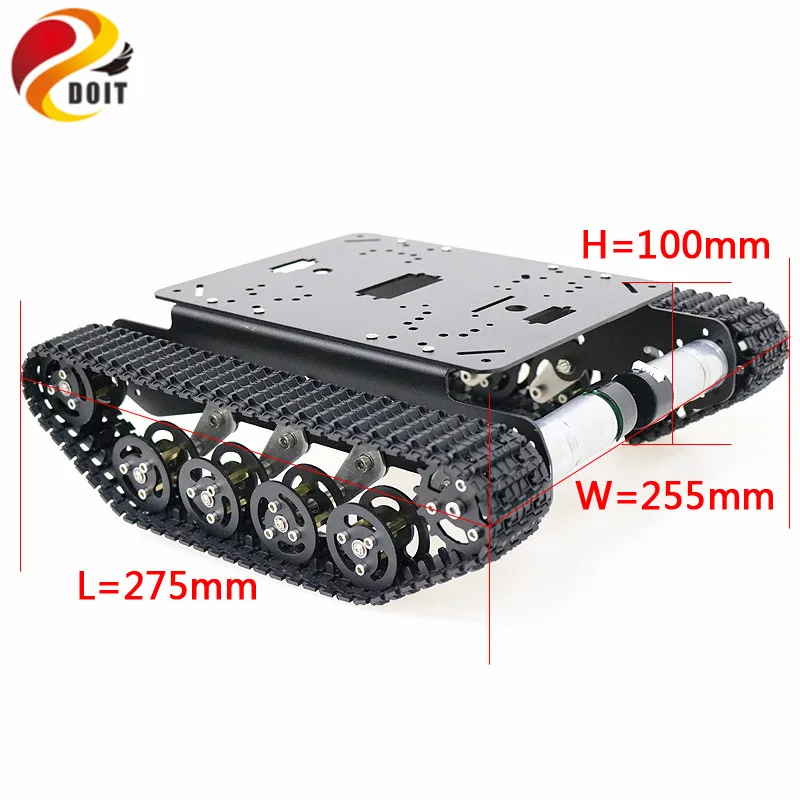 Shock Absorber Metal RC Robot Tank Chassis Kit with Track, DC Motor, Tracked Mobile Platform R3 Raspberry Pie