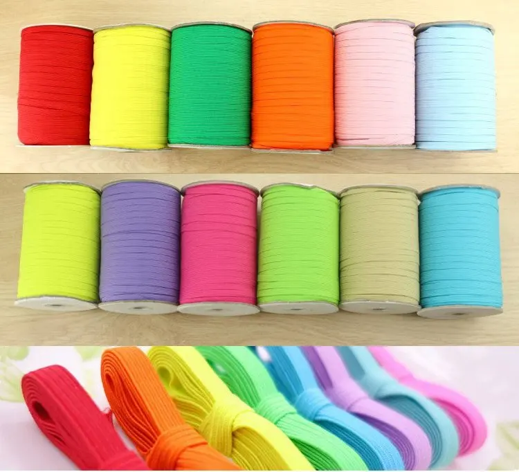 Colored Elastic Ribbon Binding Tapes 6mm DIY Elastic Webbing Band For Sewing Garment Accessories