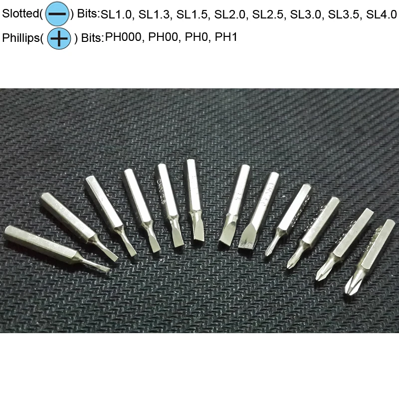 CR-V Screwdriver Bit Set magnetic screwdriver bits set PH000,PH00,PH0,PH1,SL1,SL1.3 SL1.5,SL2.0,SL2.5,SL3.0,SL3.5,SL4.0,12pcs