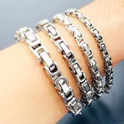 Men Jewelry Bracelet 316 Stainless Steel Byzantine Box Link Necklace Bracelet