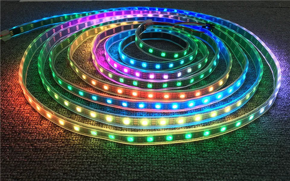 DC5V WS2812 Built-In IC WS2812B แถบไฟ LED RGB 5050สี30/60/144พิกเซลแอดเดรสแอดเดรสโปรแกรมเทป