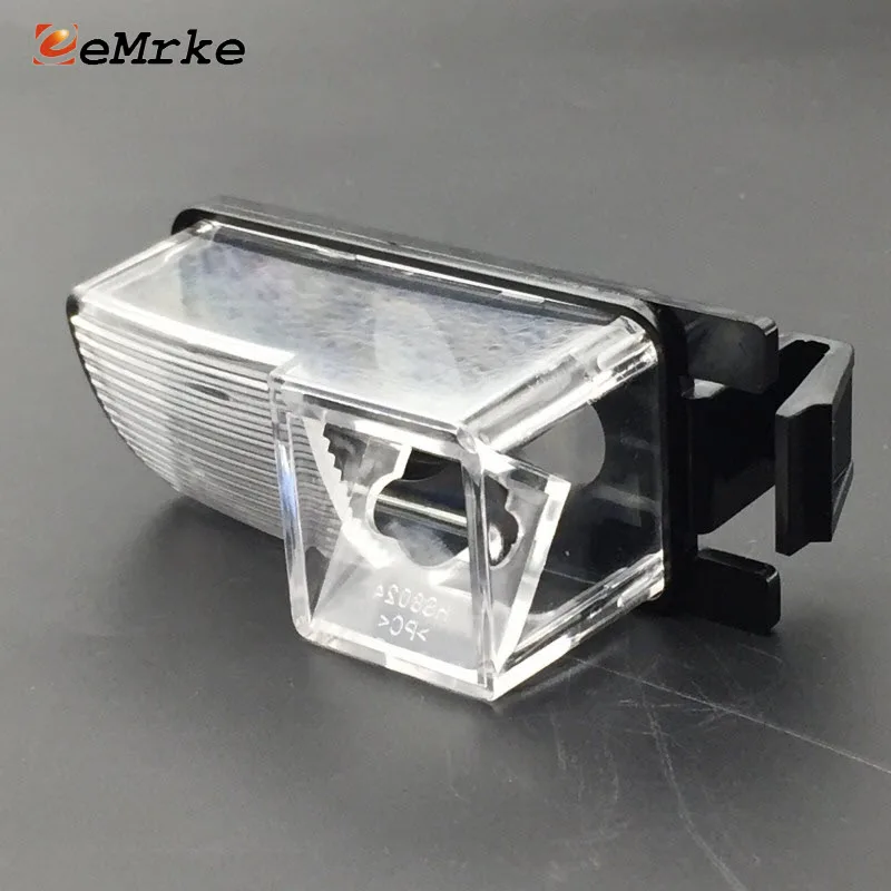 EEMRKE for Nissan Versa Tiida Livina Latio Pulsar Hatchback DIY Car Rear Camera Bracket License Plate Lights Housing