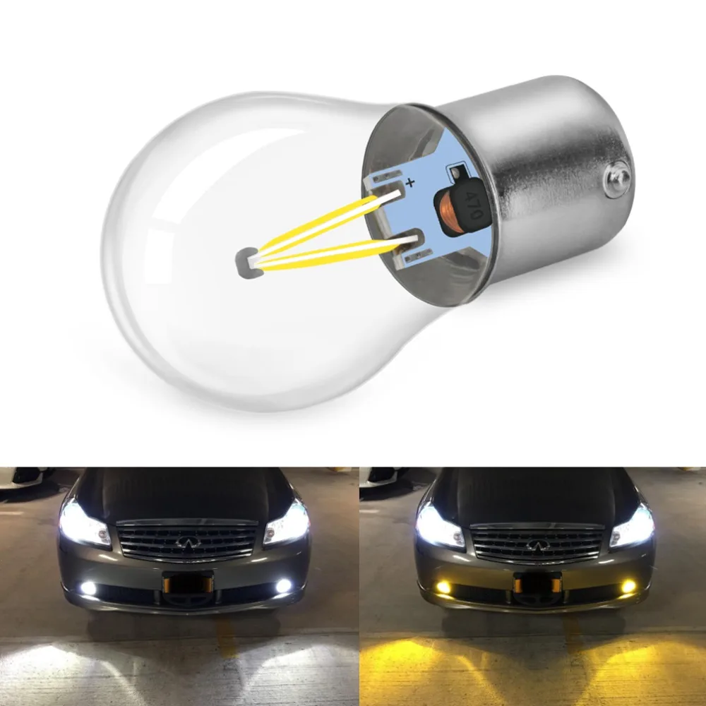 1pcs P21W LED BA15S 1156 COB Filament Chips 1157 BAY15D P21/5W LED Bulbs Car Lights Reverse Brake Turn Signal Lamp Auto 12V