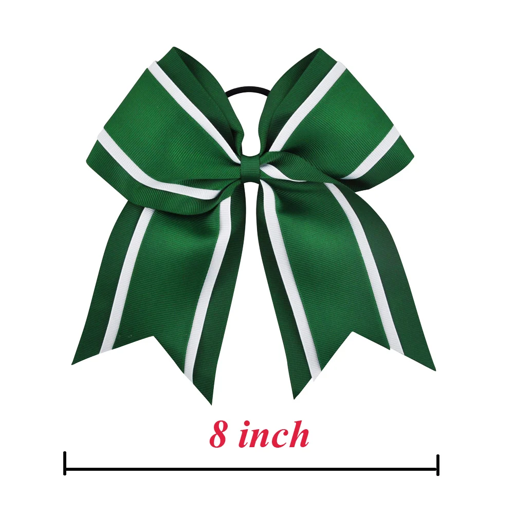 8 inch Three Layers Grosgrain Ribbon Hair Tie Cheerleading Bows Elastic Hair Band Striped Patchwork Girls Bows Hair Accessories