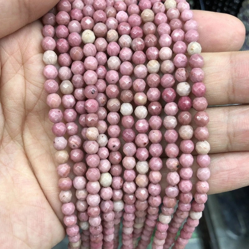 Natural Rhodonite Faceted Beads,Facted Stone Beads 4mm 6mm 8mm 10mm 12mm Gem Stone Jewelry beads,1of 15