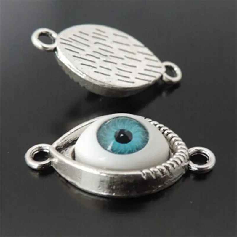 Wholesale 25pcs Sale Silvercolor  Blue Evil Eye Alloy Charms Connector Pendant fashion jewelry finding Graceangie 38836