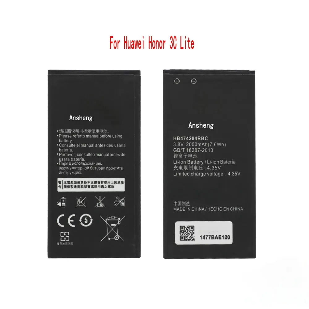 

NEW 2000mAh HB474284RBC Battery For Huawei Honor 3C G630 G730 G740 H30-T00 H30-T10 H30-U10 H30 Mobile Phone