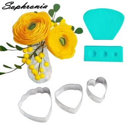 Buttercup Flower Petal Veiner &Cutter Silicone Mold Fondant Mould Cake Decorating Tools Chocolate Gumpaste,Sugarcraft Form CS215