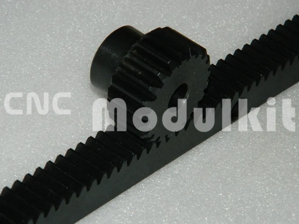 CNC Plasma Gear Rack 25 x 25 Right Teeth Mod 2 CNC Router Transmission Steel 1000mm 39.37'' Black Oxide Drill Holes CNC Modulkit