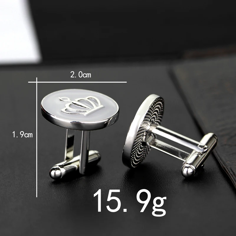 Gemelos de corona esmaltados para hombre, gemelos de corona imperial lechosa, joyería de moda para hombre, botones de pulsera de Metal, accesorios