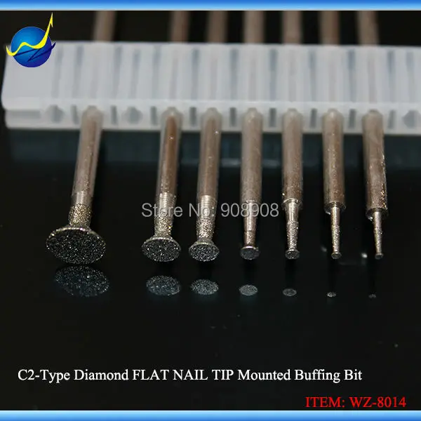 

2 Sets Diamond Mounted Point Grinding Drills Burrs 0.8mm to 6.0mm Flat Nail Tip Buffing Bit Gems Jade Carving Tools Shank 3/32''