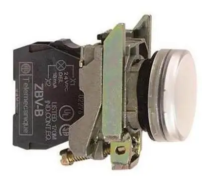 XB4BVB1 = ZB4BVB1 + ZB4BV013 Pilot light, metal, white, Ø22, plain lens with integral LED, 24 V AC/DC