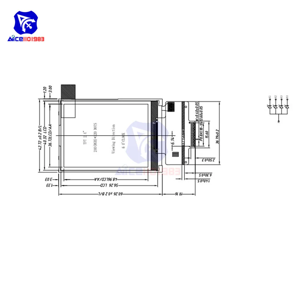 2.4 Inch 240320 Spi Seriële Lcd Module Touch Panel 240X320 Tft-kleurenscherm ILI9341 Voor Arduino R3