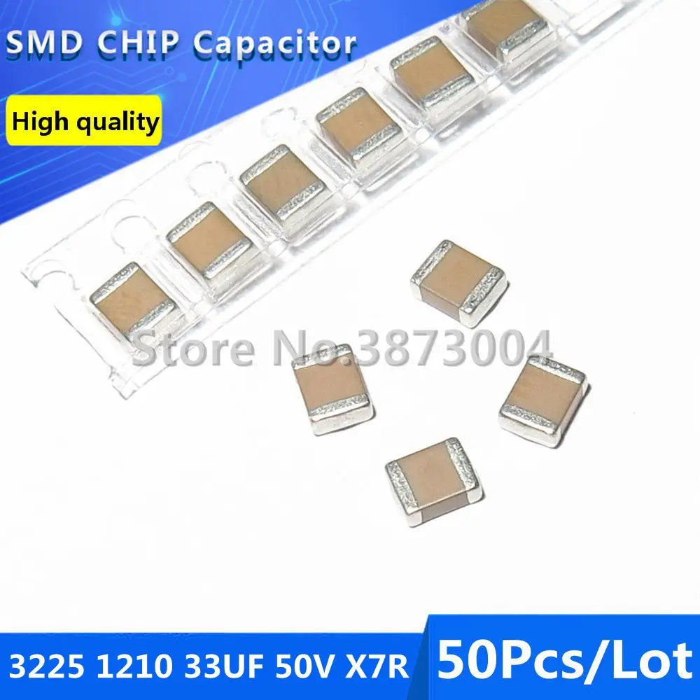 50pcs 3225 1210 33UF 50V X7R Thick Film Chip Multilayer Ceramic Capacitor